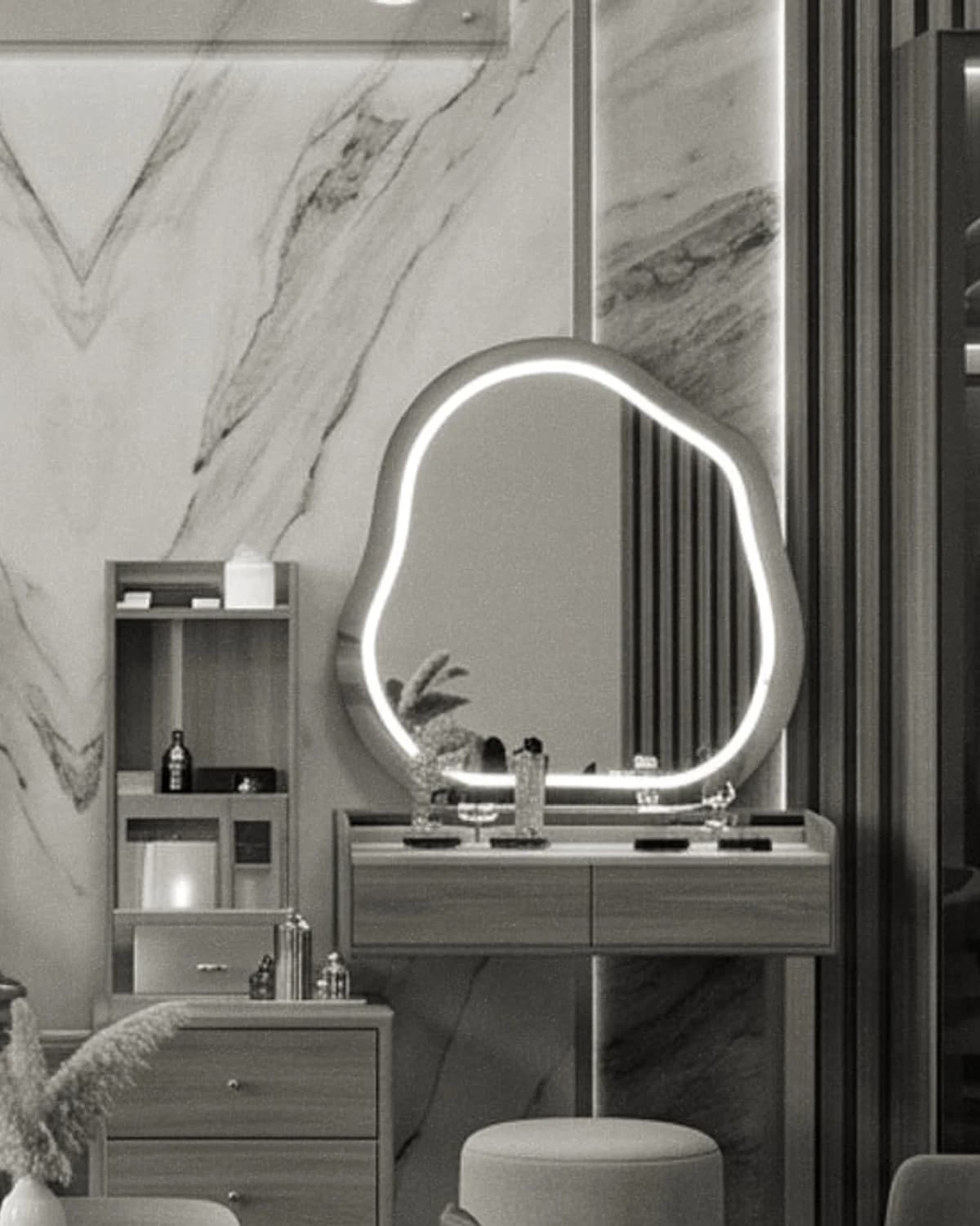 Miroir Lune — Forme organique, sans cadre